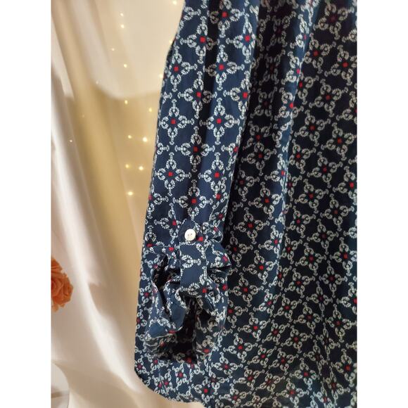 Catherines Lobster Roll Tab Sleeve Button Up Shirt Size 5X Nautical Coastal - Picture 6 of 9